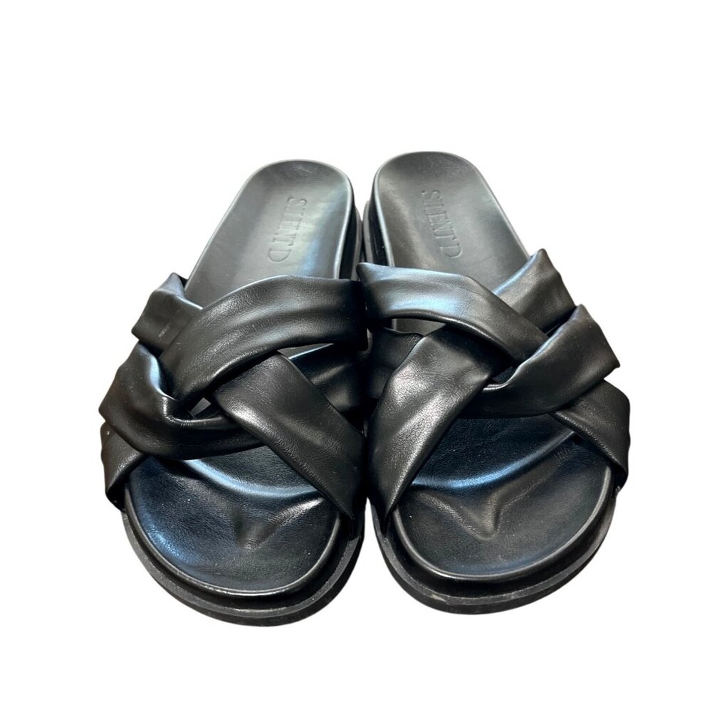 Anthropologie Silent D Helena Sandals Slides Black Womens Size 38 / US 7-7.5 - Picture 2 of 9